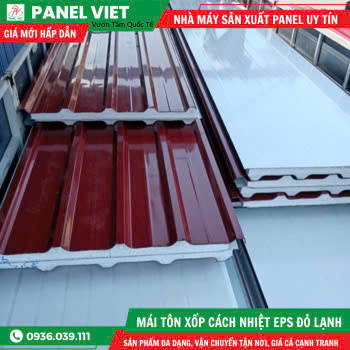mái panel màu đỏ