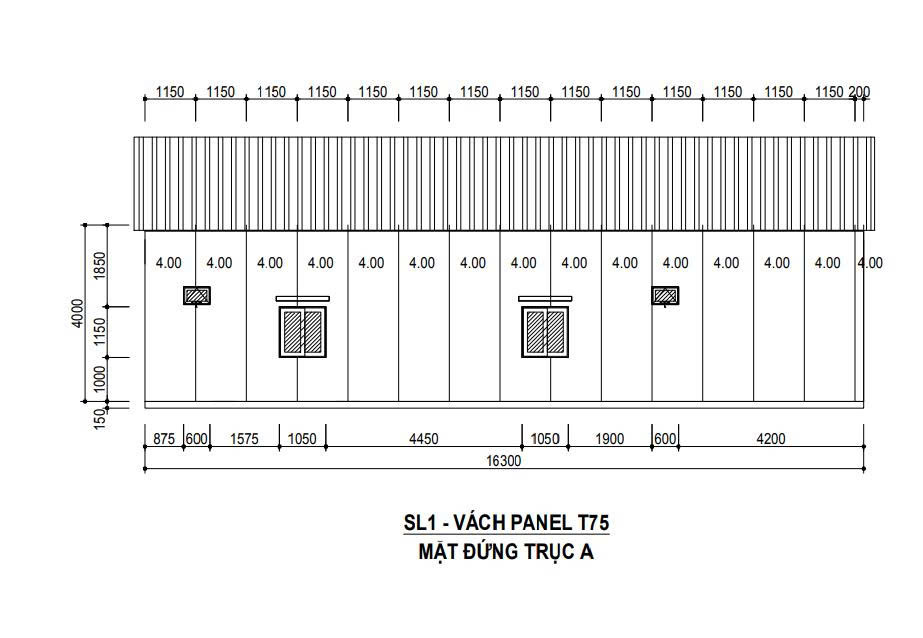 tính khối lượng panel vách đứng trục A