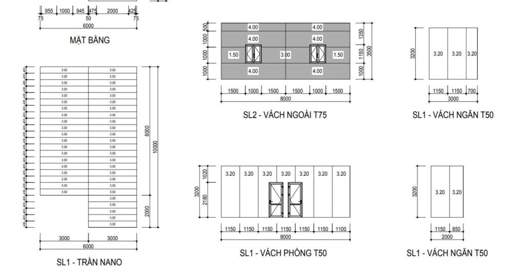 Bản Vẽ Bóc Tách Panel Cho Nhà 2 Phòng Ngủ
