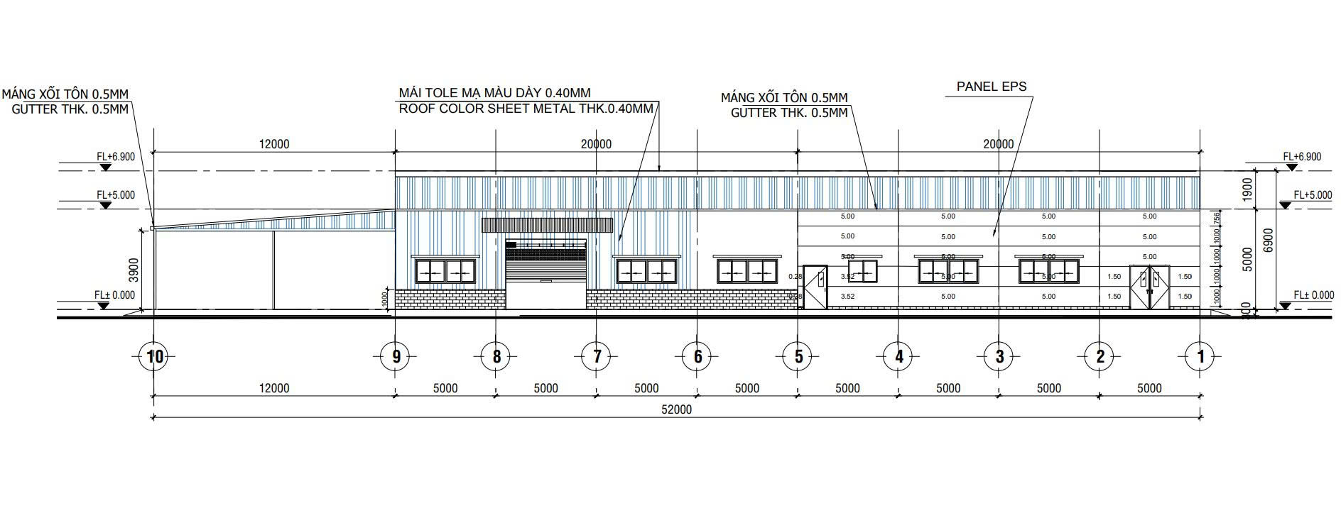 bản vẽ tính khối lượng panel nhà xưởng